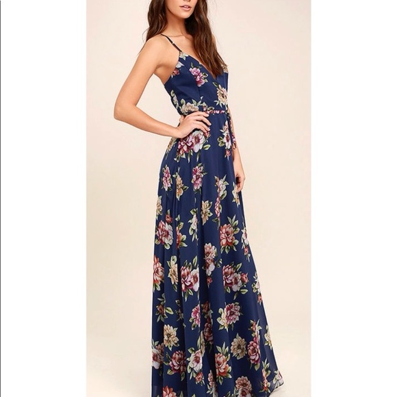 💙Always There for Me Navy Blue Floral Maxi Dress - Picture 6 of 6